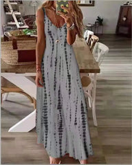 Ingvn - Selling New High Street Tie Dye Dress Sexy Spaghetti Strap V Neck Long Dresses Women Summer Beach Dresses Party Tunic Plus Size 5XL