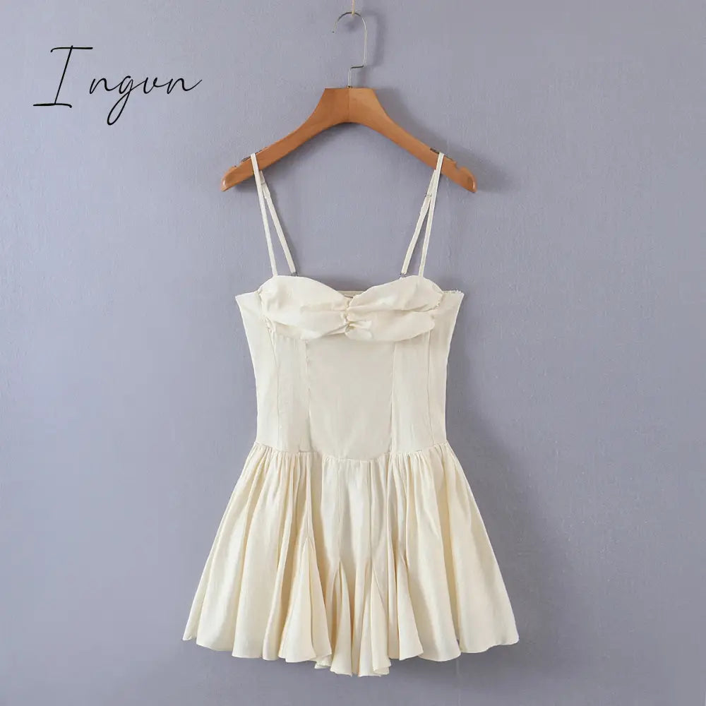 Ingvn - Summer mini dresses for women sexy outfits for woman elegant dress vintage cothes sundress casual ruched dress backless