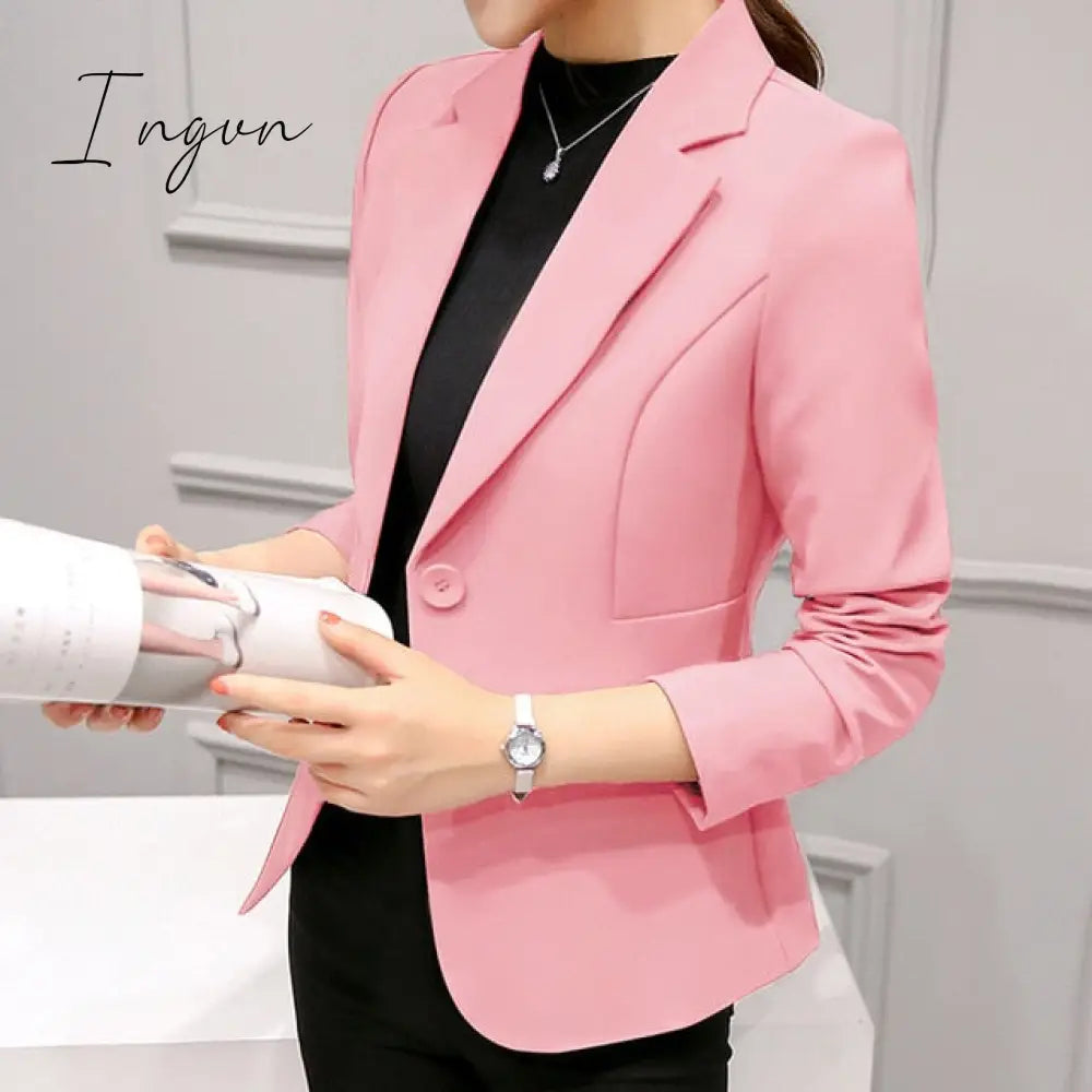 Ingvn - Black Women Blazer Formal Blazers Lady Office Work Suit Pockets Jackets Coat Slim Black Women Blazer Femme Jackets Femme