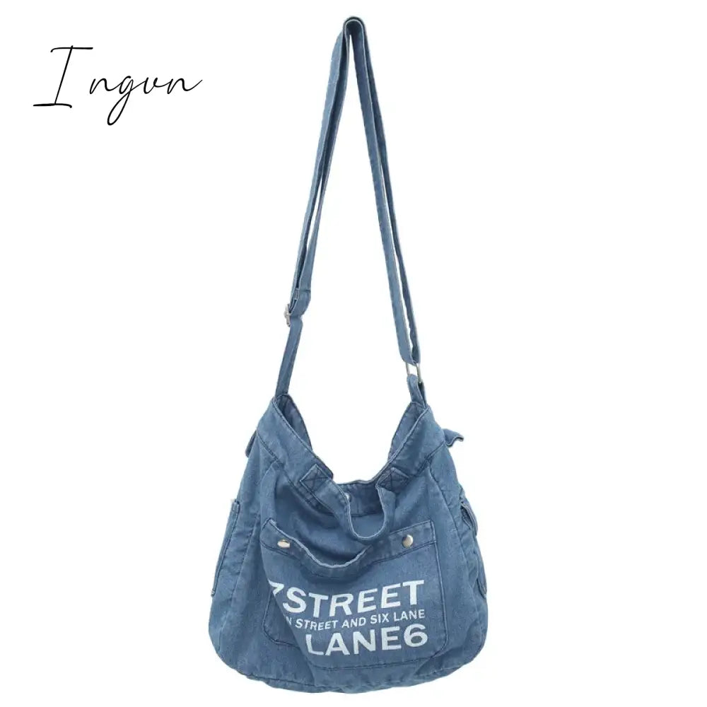 Ingvn - Denim Women's Bag 2024 New Eco Reusable Ladies Handbags Canvas Shopping Travel Shoulder Bags Unisex Jeans Crossbody Bag Shoppers