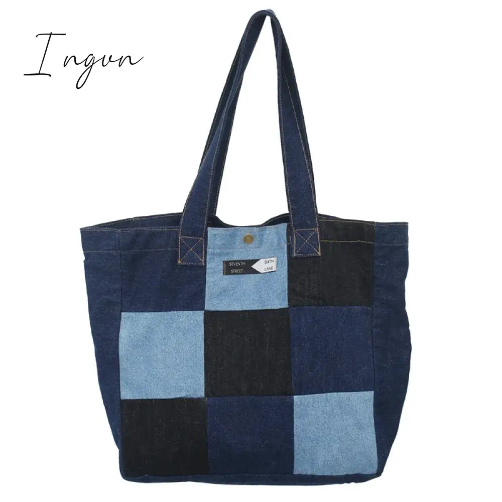 Ingvn - Denim Women's Bag 2024 New Eco Reusable Ladies Handbags Canvas Shopping Travel Shoulder Bags Unisex Jeans Crossbody Bag Shoppers