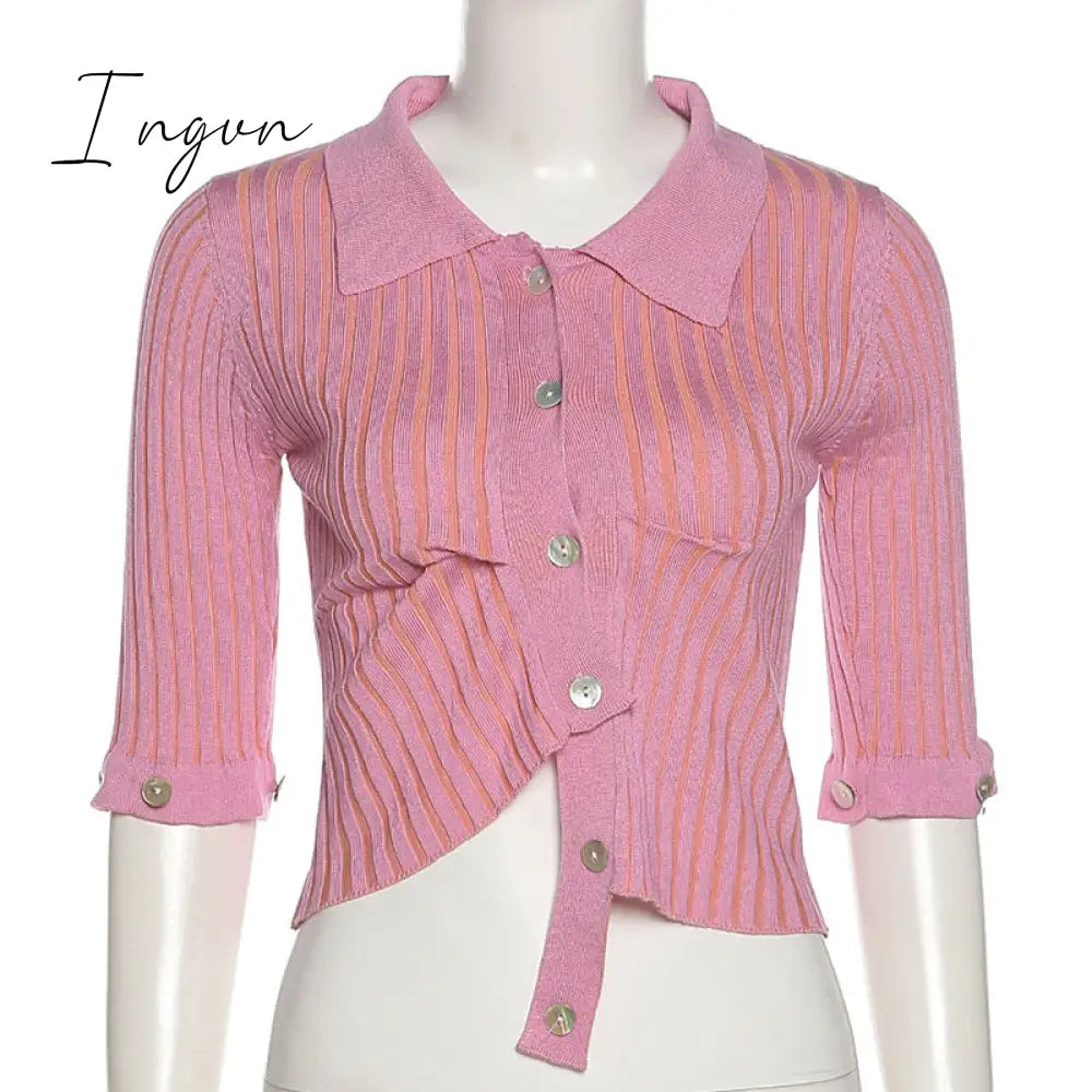 Ingvn - Fashion Trends Single Breasted Knitted Sweater Women Sexy Long Sleeve Asymmetrical Cardigans Solid Turn Down Collar Autumn Fashion Tops