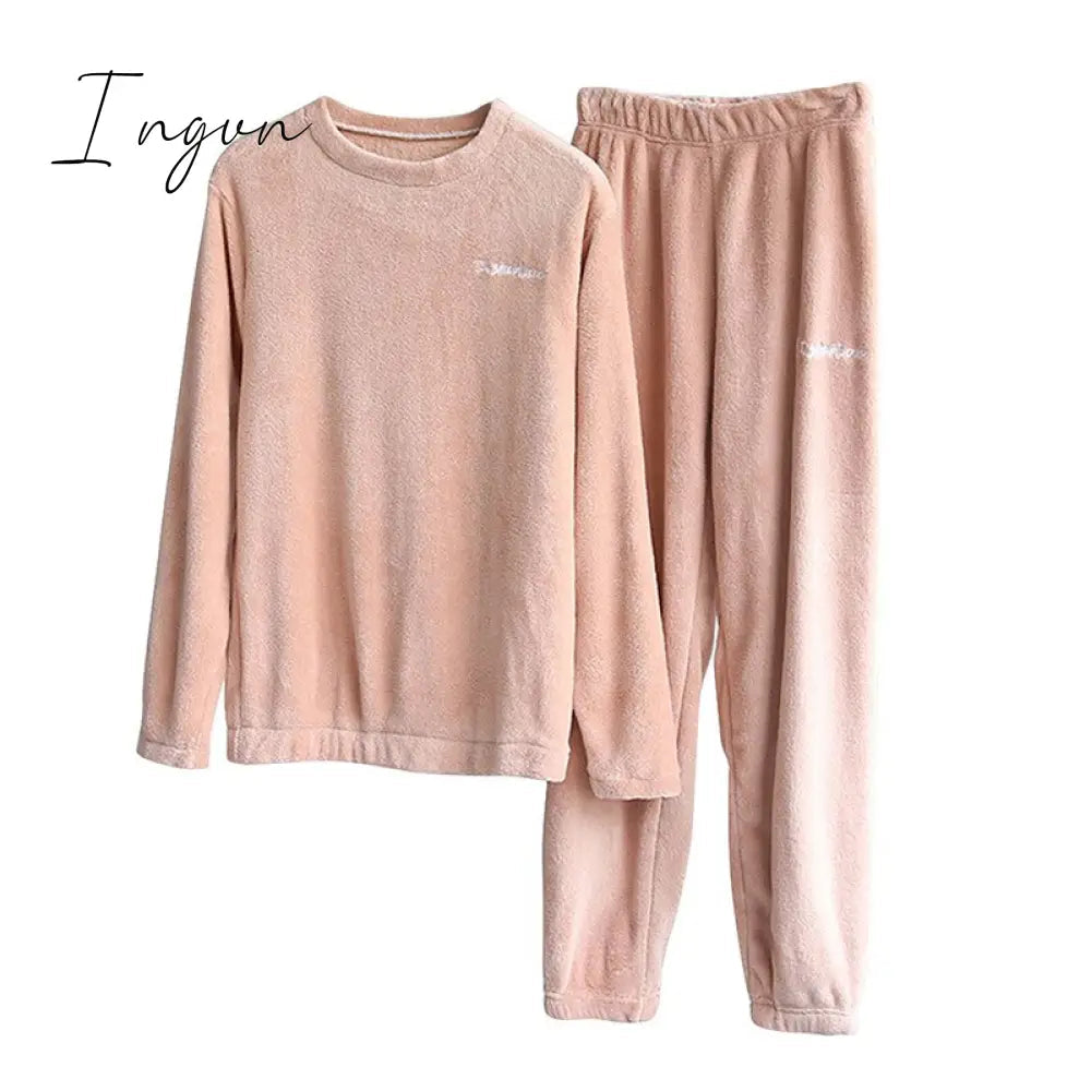 Ingvn - Women Winter Pajamas Set Dropshipping Warm Homewear Winter Sleepwear Female Flannel Pajamas Home Pants Warm Home Clothes Suit