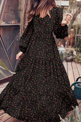 Ingvn - Elegant Floral Patchwork V Neck Printed Dress Dresses
