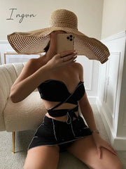 Ingvn - 2023 Summer New Three Piece Bikini Set European And American Sexy Strap Swimwear