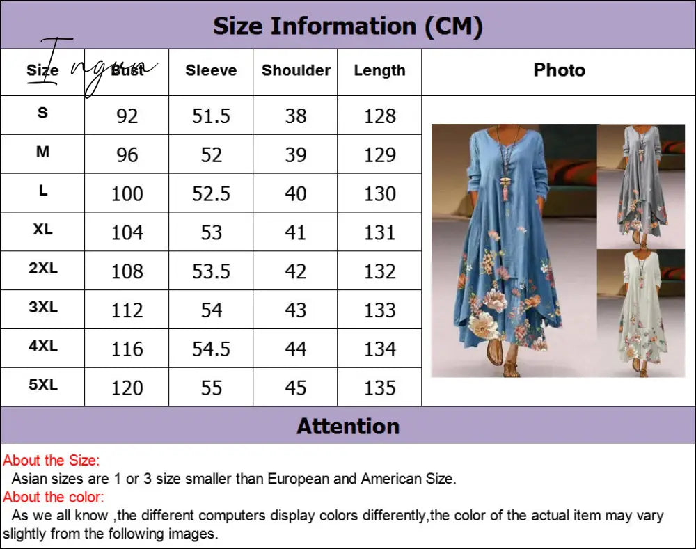 Ingvn - Summer Dress Plus Size Floral Print Irregular Hem Women Buttons Round Neck Dress Women's Clothing Sleeveless Beach Maxi Dresses