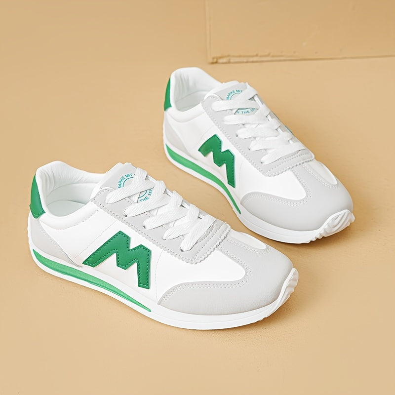 Women's Letter Decor Sneakers, Casual Lace Up Outdoor Shoes, Comfortable Low Top Shoes
