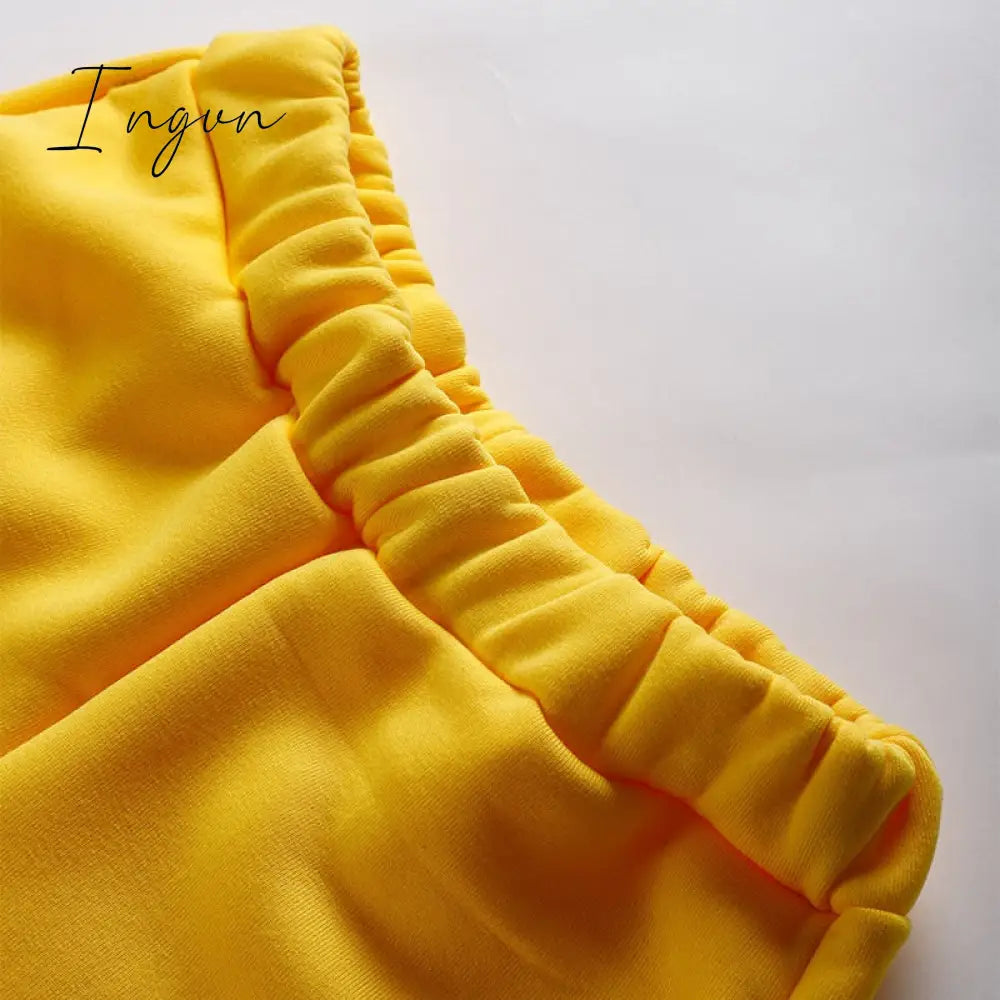 Ingvn - Women Fleece Letter Print Two Piece Set Casual Long Sleeve Hoodie Sweatshirts And Jogging Pants Suits Loose Female Tracksuits
