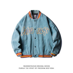Spring and autumn new street corduroy baseball uniform jacket for men and women oversize coat loose embroidered oversized jacket