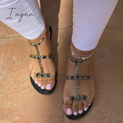 Ingvn - Jewelry Inlaid Fashion Transparent Sandals