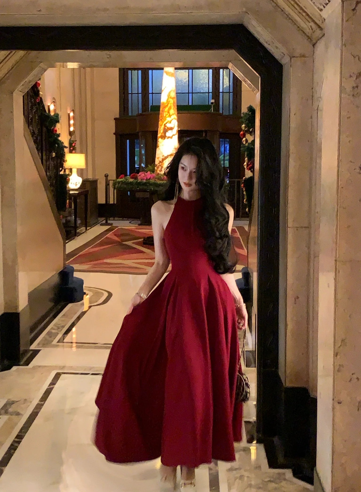 Vintage Red Sleeveless Midi Dresses for Women Summer Casual Fashion Chic Birthday Robe Elegant Party Female Clothing New