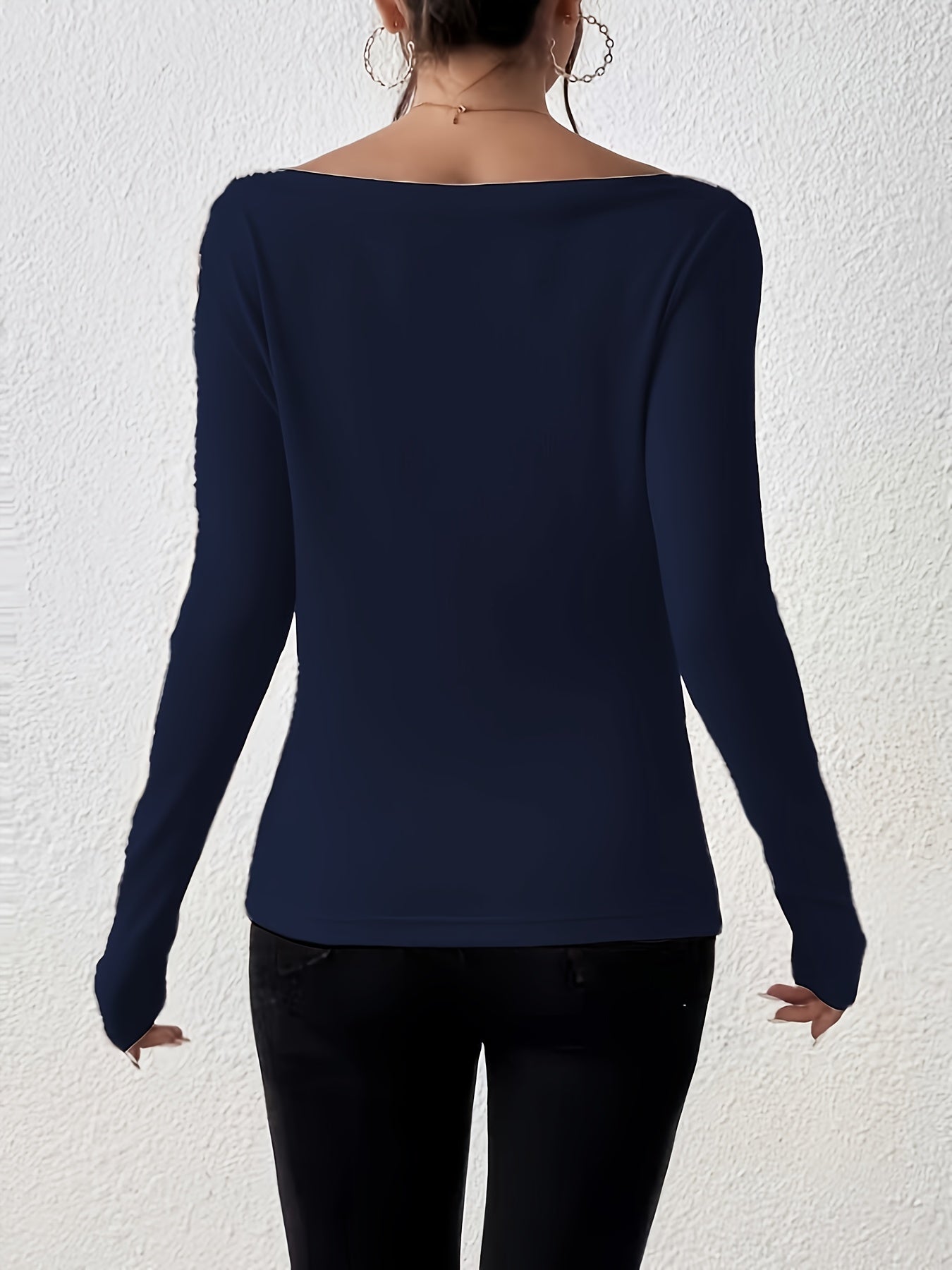 Womens Classic Solid Boat Neck T-Shirt - Stylish Long Sleeves for Spring & Fall - Versatile Casual Top - Premium Quality Wardrobe Staple