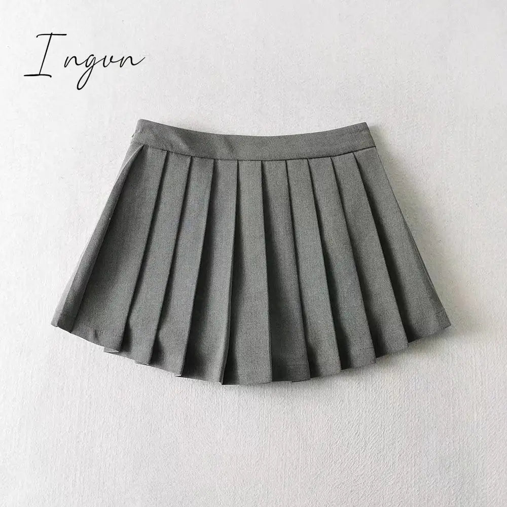 Ingvn - Summer High Waist Skirts Womens Sexy Mini Skirts Vintage Pleated Skirt Korean Tennis Skirts Short White Black