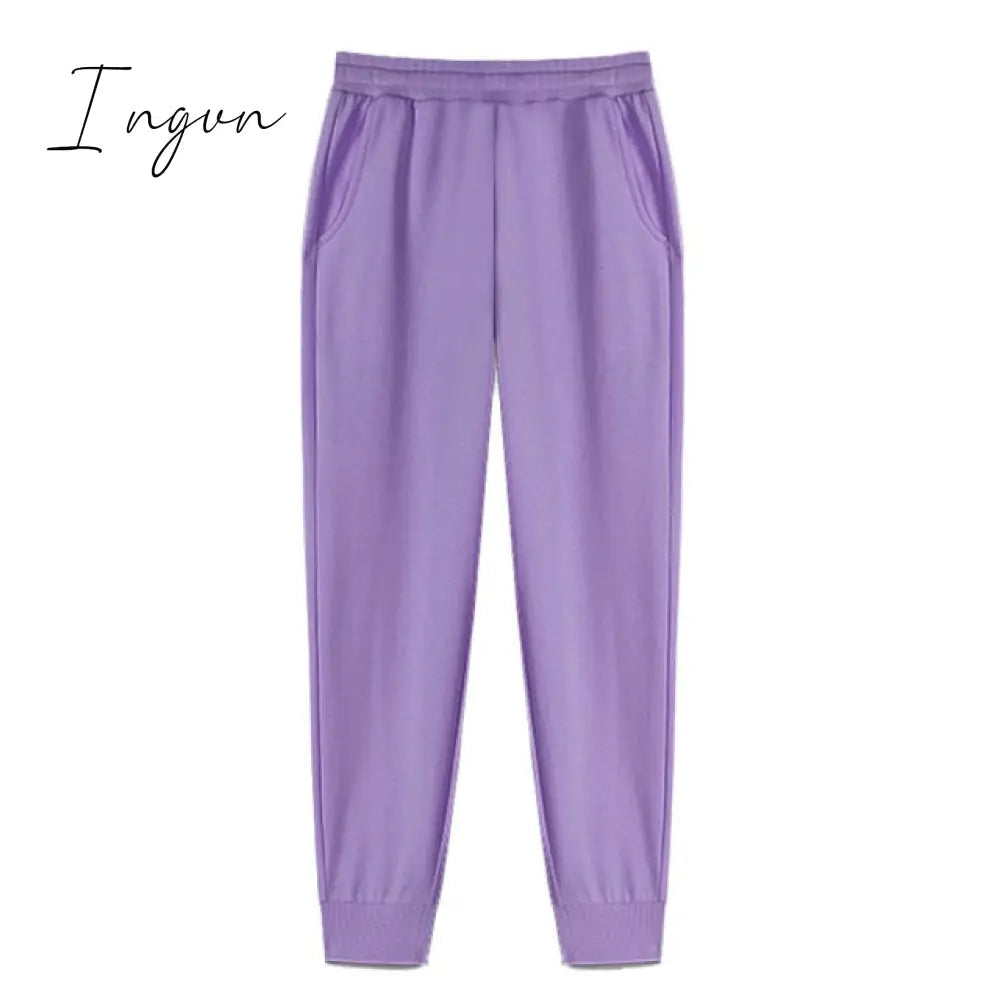 Ingvn - Women Unisex Couple Fleece 100% Cotton Suits 2 Pieces Sets Casual Tracksuit Hoodies Sweatshirt Pants Plus Size