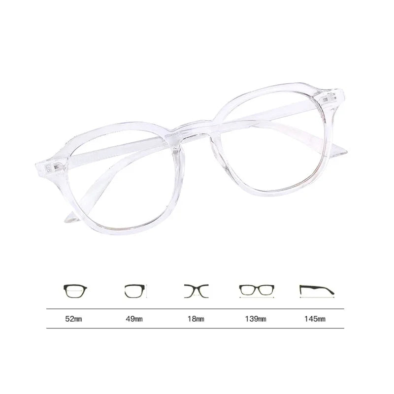 INGVN  Korean Transparent Glasses Frame Women Lovely Plain Glasses Men Eyewear Cute Decorative Computer Glasses