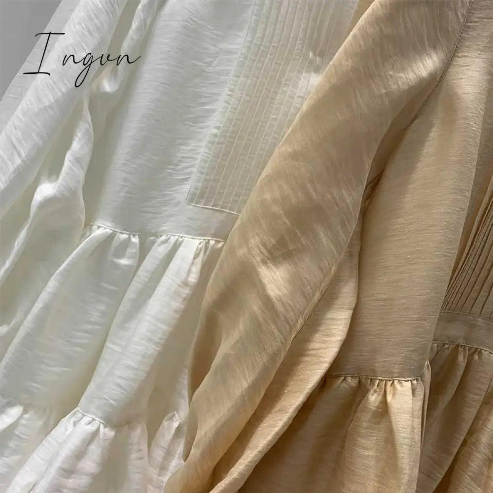 Ingvn - pleating women dress long sleeve spring autumn dress fashion ladies dress pockets mini sexy dress women