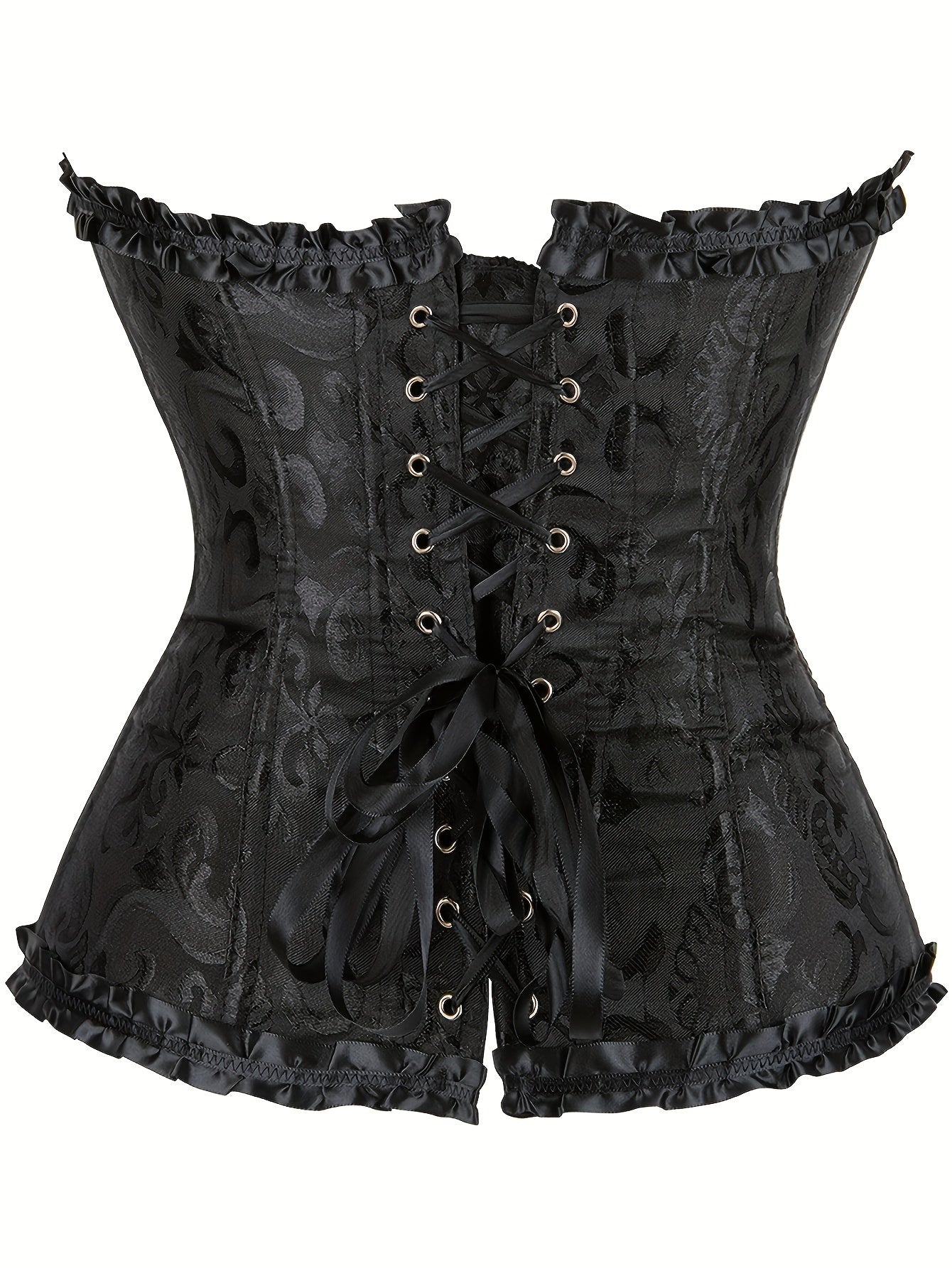 Women's Lace Up Boned Overbust Corset Bustier Lingerie Bodyshaper Top