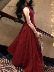Fashion New Women Elegant Casual Midi Party Dress Sleeveless A-Line Solid Chic Birthday Prom Vestidos Female Clothes Robe Mujers