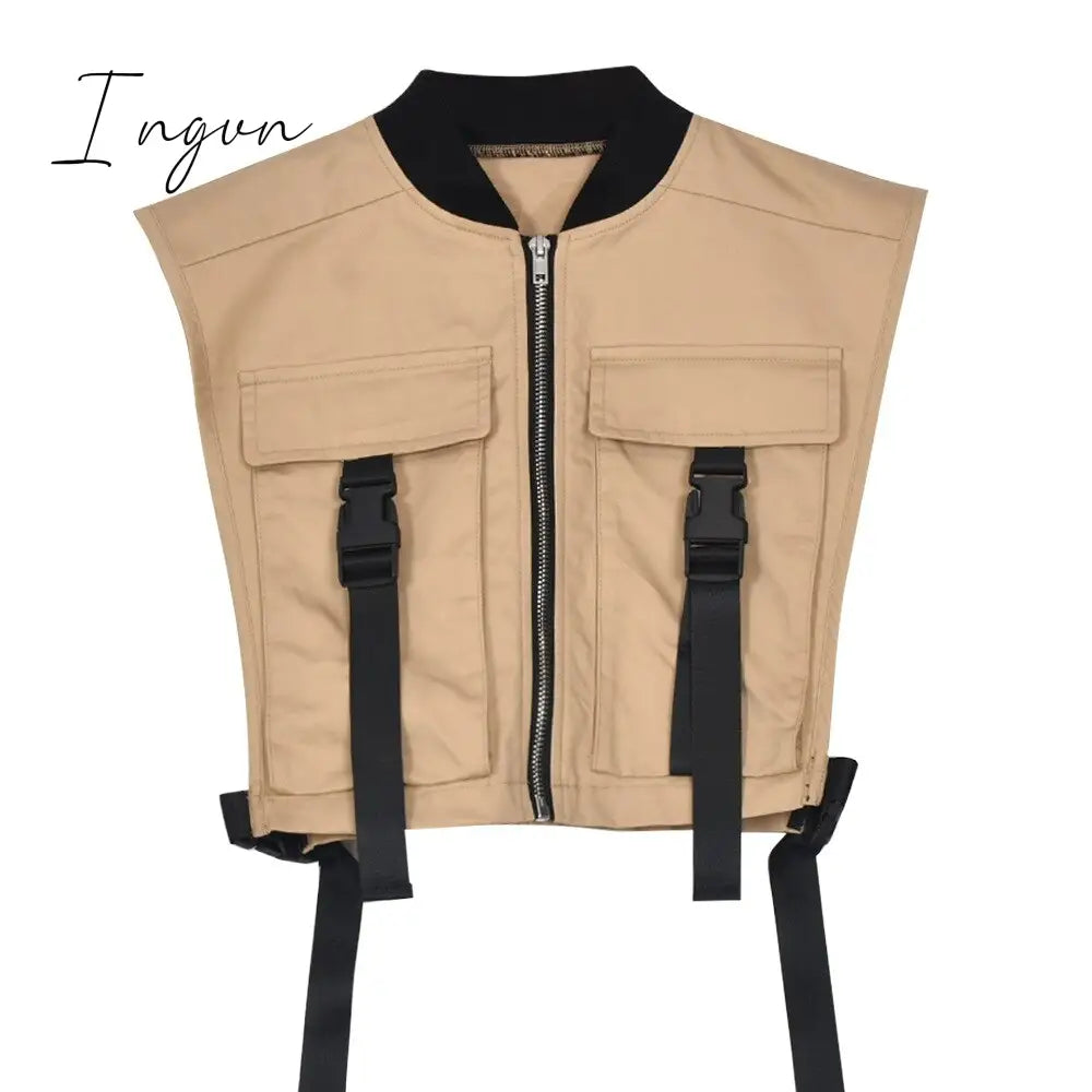 Ingvn - Fashion vest Jacket for Women 2023 Spring New Solid Color Sleeveless Slim Crop Tops Women Vest