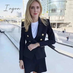 Ingvn - Green Blue Yellow Black White Blazer Women Office Formal Double Breasted Buttons Blazer Plus Big Size Women Blazers Drop Ship