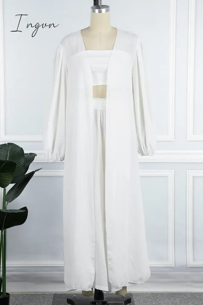 Ingvn - Fashion Casual Solid With Belt Strapless Three Pieces(4 colors)