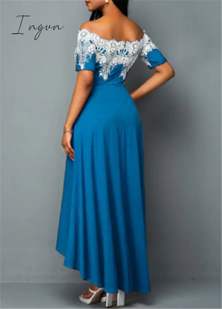 Ingvn - Plus size 5xl one-shoulder lace lace irregular dress female slim backless dress sexy elegant Ol party dress casual summer dress