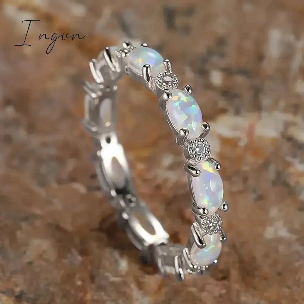 Ingvn - Imitation Opal Promise Rings for Women Statement Finger Accessories Daily Wear Party Chic Girl Rings Gift Fashion Jewelry