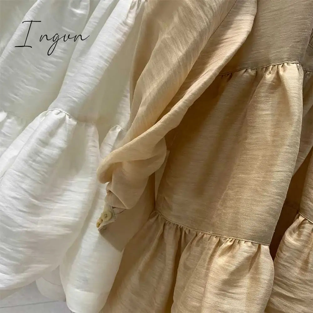 Ingvn - pleating women dress long sleeve spring autumn dress fashion ladies dress pockets mini sexy dress women