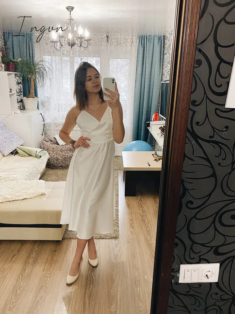Ingvn - Boho Slim V Neck Summer bandage backless Maxi Long Dress Women Casual spaghetti strap Party Beach Holiday elegant tunic dress