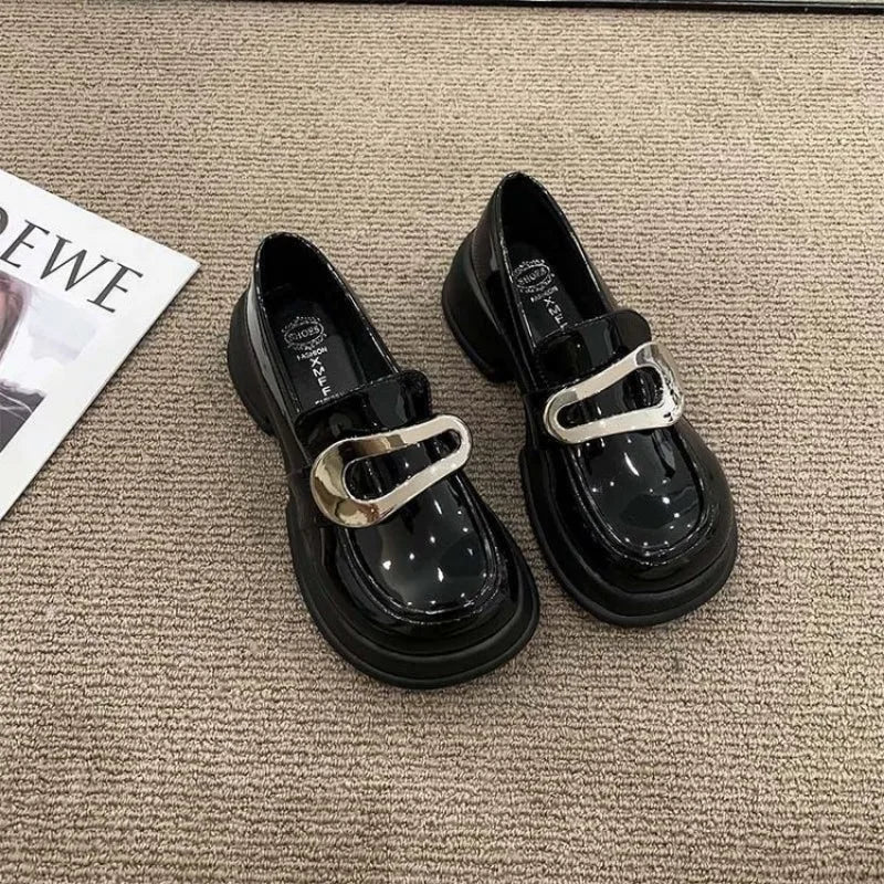 Platform Loafers Women Shoes College Style Thick Sole Round Toe Single Shoes Loafers Women Luxury Designer Pumps Vintage Shoes