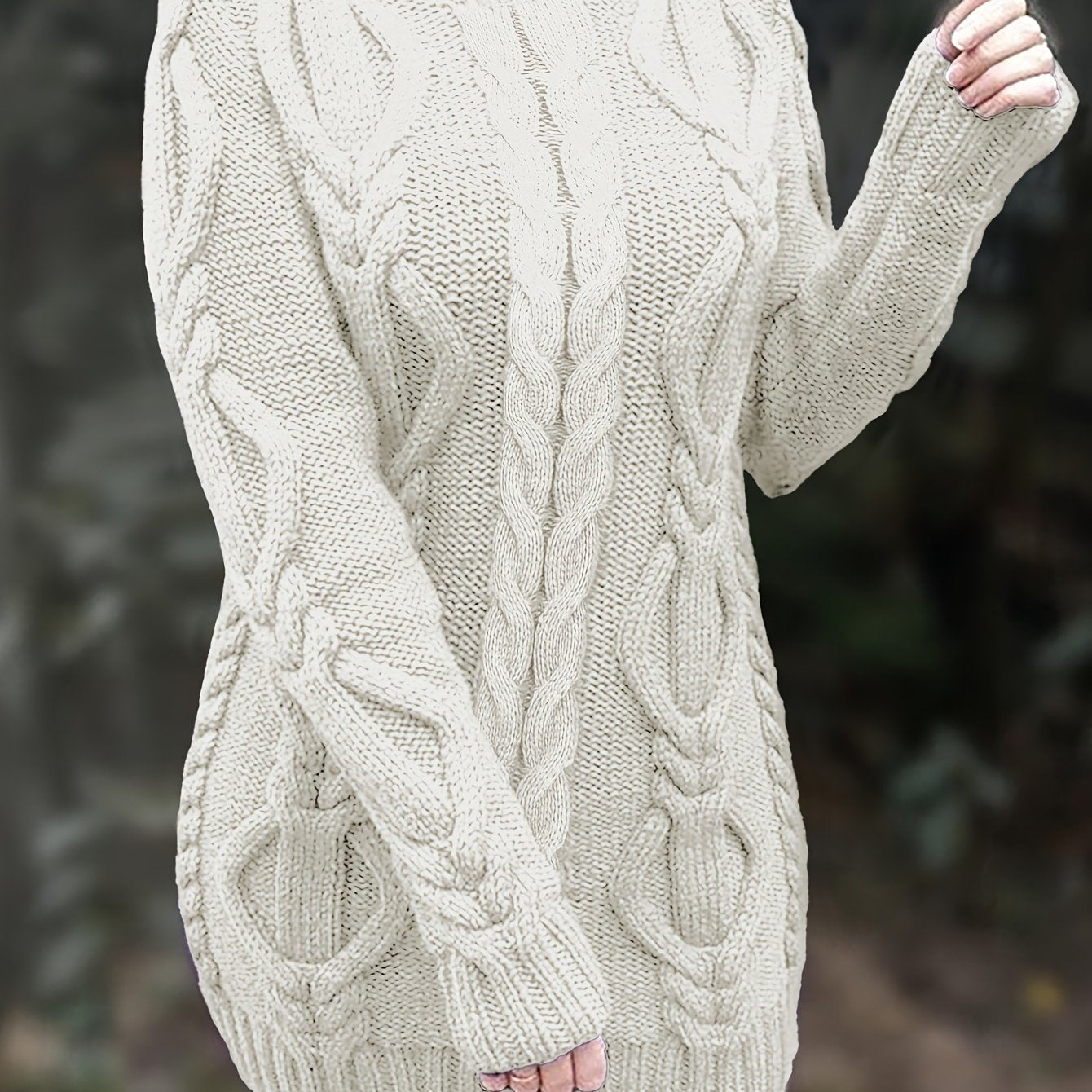 Cozy Cable Knit Dress - Long Sleeves & Turtle Neck - Versatile & Warm for Spring/Fall - Multiple Colors Available