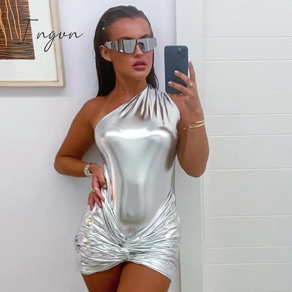 Ingvn - New Tie Dye Tassel Asymmetrical Mini Dress Women Sleeveless Hollow Out Sexy Sheath Bodycon Dresses Chic Clubwear