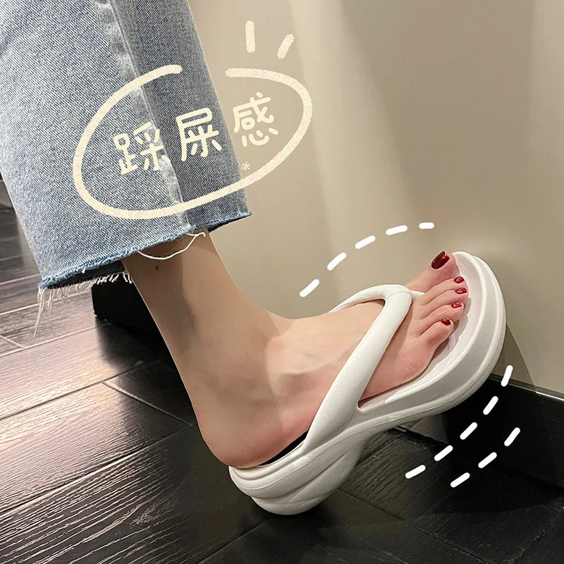 Ingvn  Thick Sole Wedges Flip Flops For Women 2023 Summer Clip  Platform Sandals Woman Non-slip Beach Slippers Girls Outdoor Slides