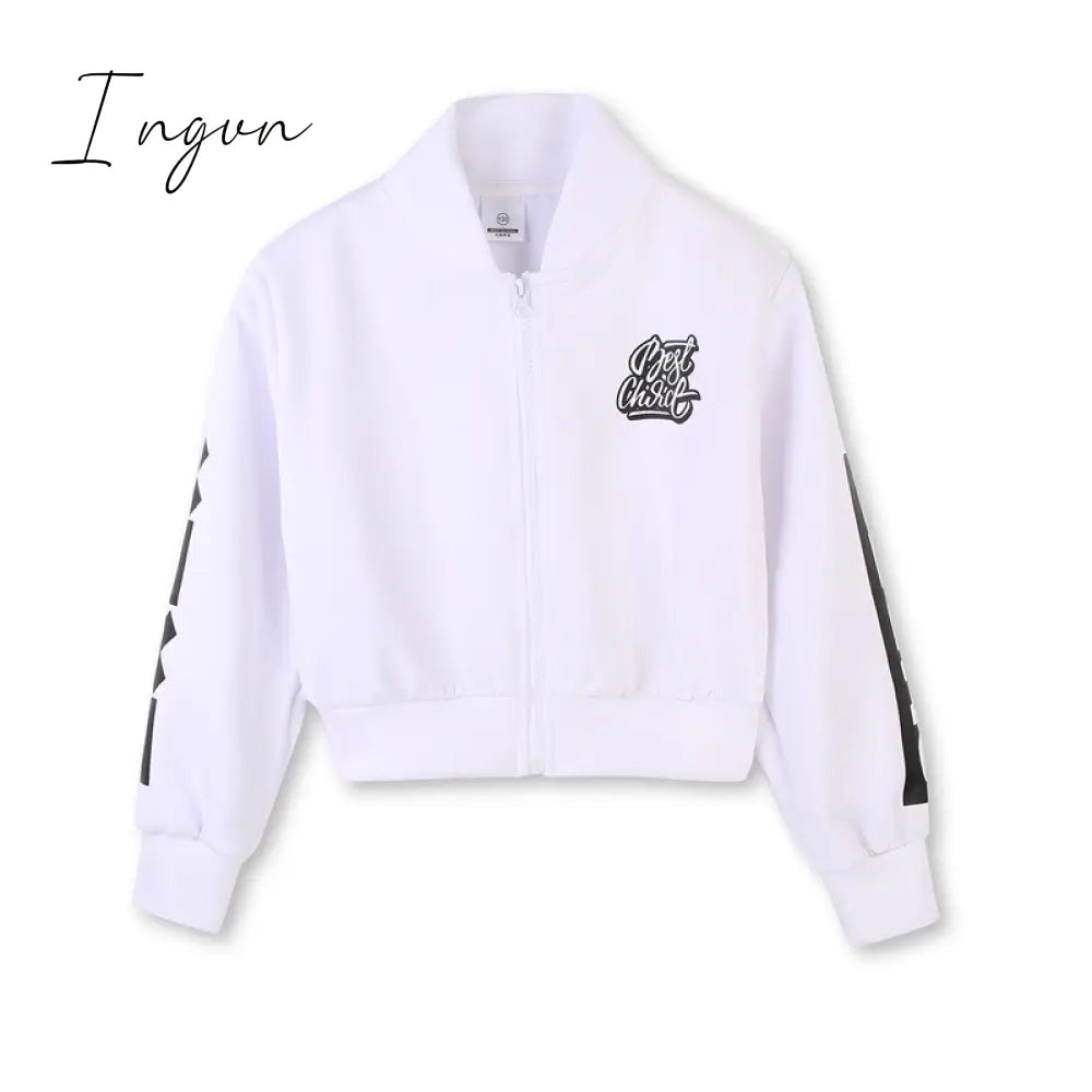 Ingvn - Children Hip Hop Dance Costumes Kids Street Dance Clothing White Jacket Black Vest Shorts Girls Dancewear Stage Outfit