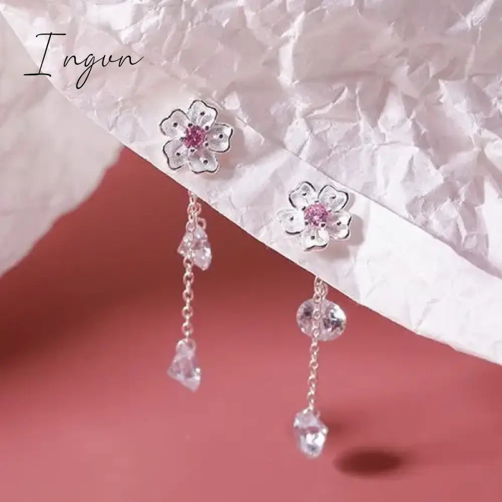 Exquisite Opal Flower Earrings For Women Rhinestone Long Tassel Zircon Earring Girls Wedding Party Temperament Jewelry New