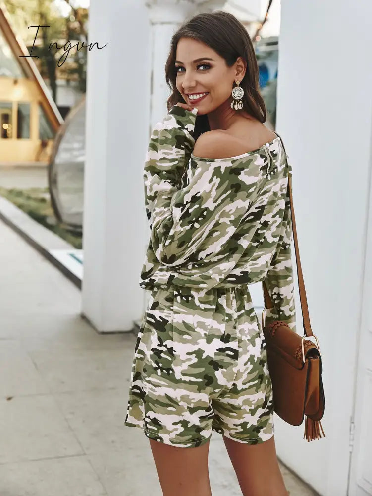 Ingvn - Long Sleeve Drawstring Romper