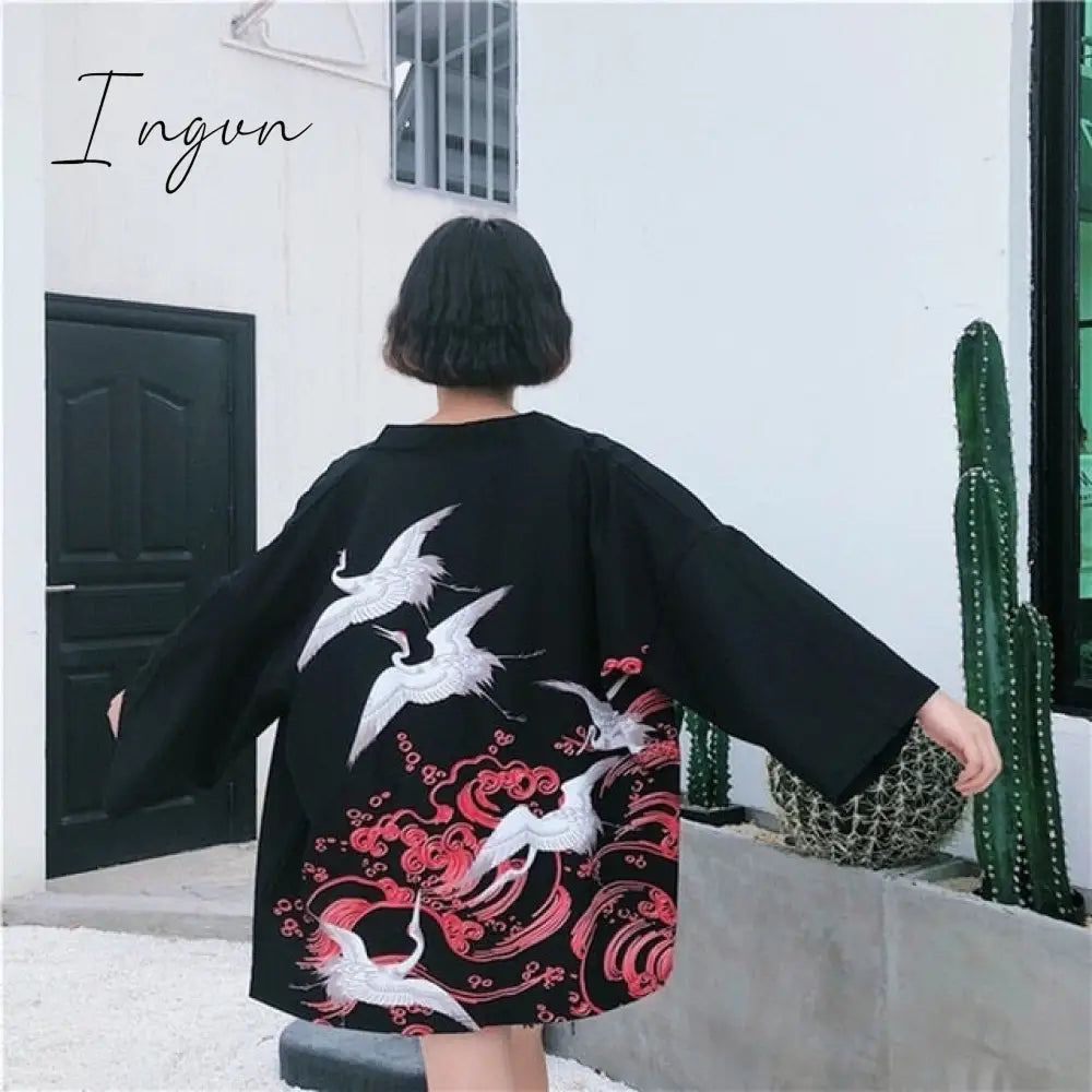 Ingvn - Kimono Cardigan Womens Tops And Blouses Japanese Streetwear Women Tops Summer Long Shirt Female Ladies Blouse Women Clothes
