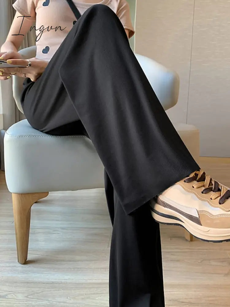 Ingvn - Women's Wide Leg Chinos Pants Trousers Black Pink Beige Streetwear Lightweight Casual Outdoor Causal Daily Full Length Comfort Plain S M L XL 2XL