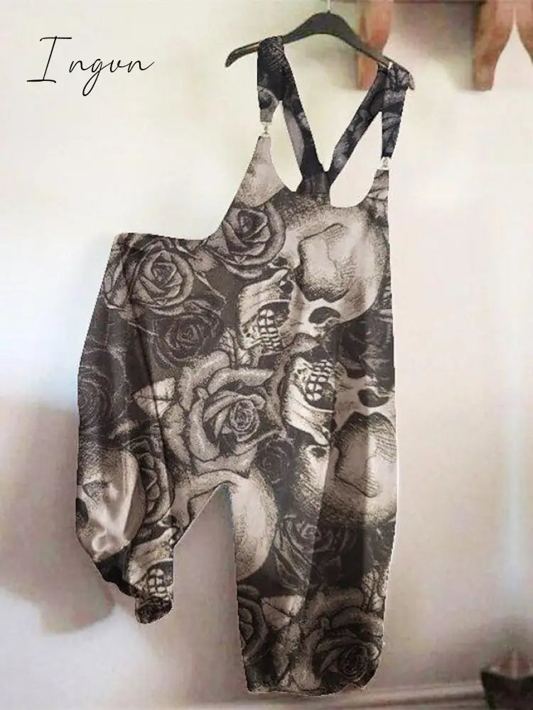 Ingvn - Women's Jumpsuits Bib Halloween Skeleton Casual Summer Print Halter Holiday Daily Vacation Loose Fit Sleeveless