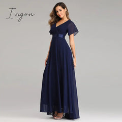 Ingvn - Evening Dresses Elegant V-Neck Ruffles Chiffon Formal Evening Gown  Robe Vestidos De fiesta Dress for Wedding Party