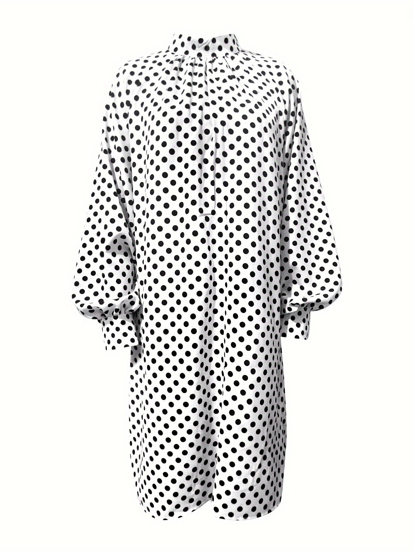 Chic Polka Dot Print Mock Neck Long Sleeve Mini Dress - Fashionable & Flattering Womens Clothing for Everyday Chic Style