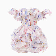 Fashion Printing Short Prom Dress Off Shoulder Sweetheart Mini Length Above Knee Birthday Party Dress Summer Dresses 2025