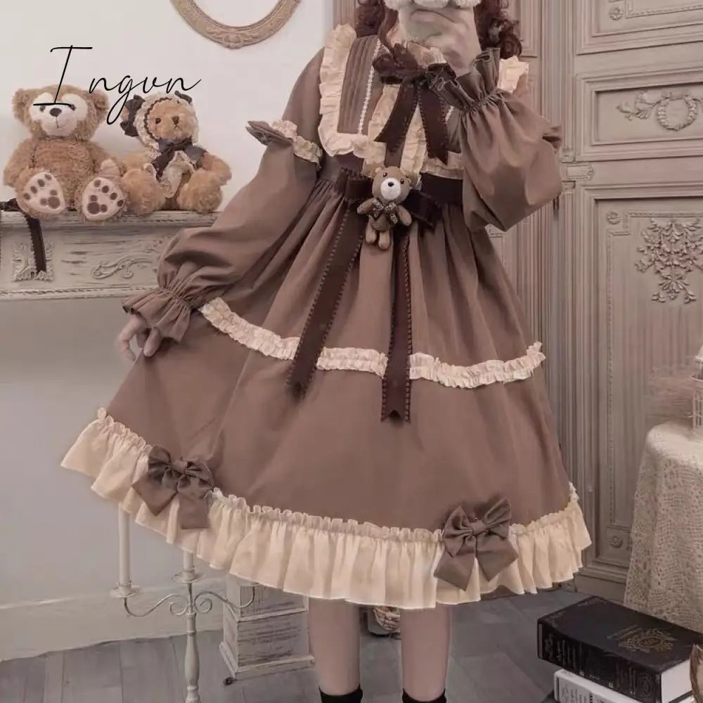 Ingvn - Quality Kawaii Lolita Style Dress Women Lace Maid Costume Dress Costume Sweet Gothic Party Robe Renaissance sSpring