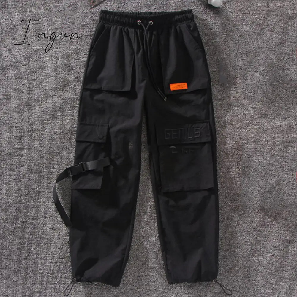 Ingvn - Women Fashion Spring  Autumn Streetwear embroidery Cargo Pants Women Harajuku BF Loose Big Pocket Hearm Pants High Waist Loose Female Trousers