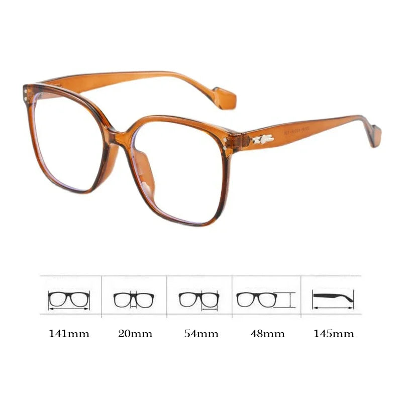INGVN  Korean Big Square Glasses Frame Women Ins No Makeup Plain Glasses Men Eyewear Cute Decorative Computer Glasses
