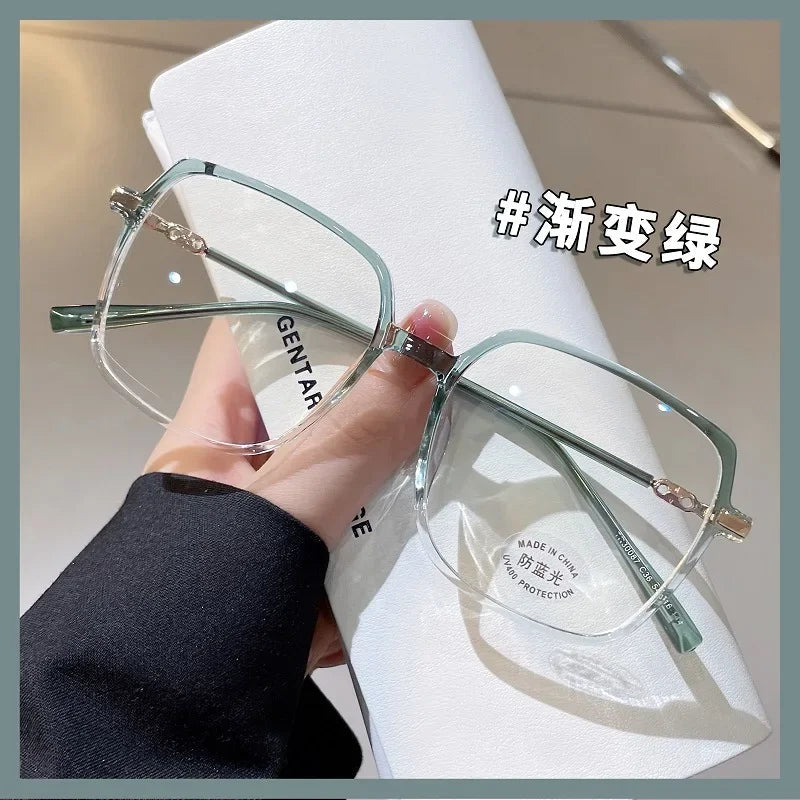 INGVN  Brown Square Glasses Frame Girl Ins No Makeup Plain Glasses Men Light Eyewear Cute Decorative Computer Glasses