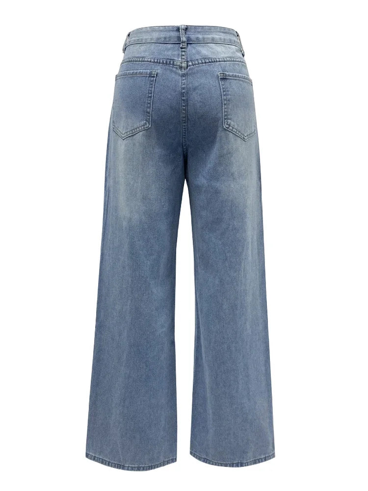 Ingvn   Vintage Blue Jeans for Women  Summer Fashion Egirl Streetwear y2k Wide Leg Pants Women's High Waisted Baggy Jeans
