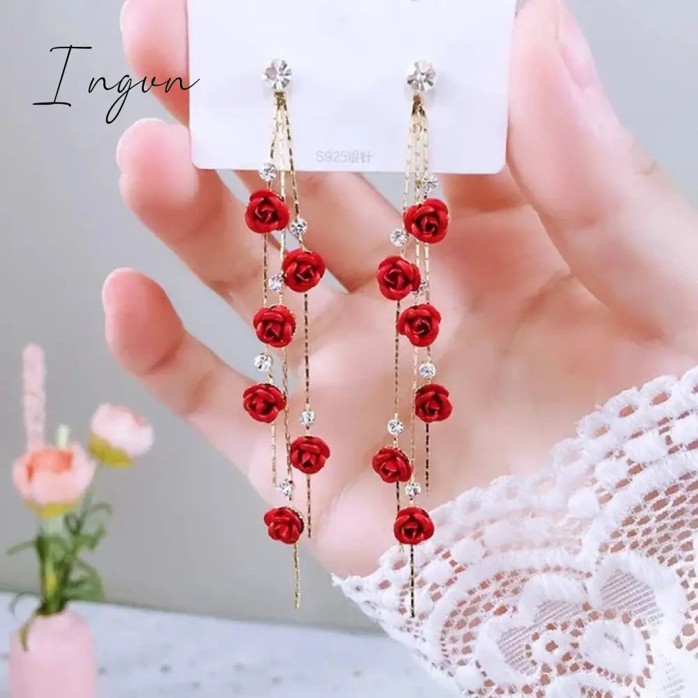 New Korean Flower Asymmetrical Dangle Earrings for Women Long Tassel Butterfly Imitation Pearl Cat Drop Earring Party Jewelry