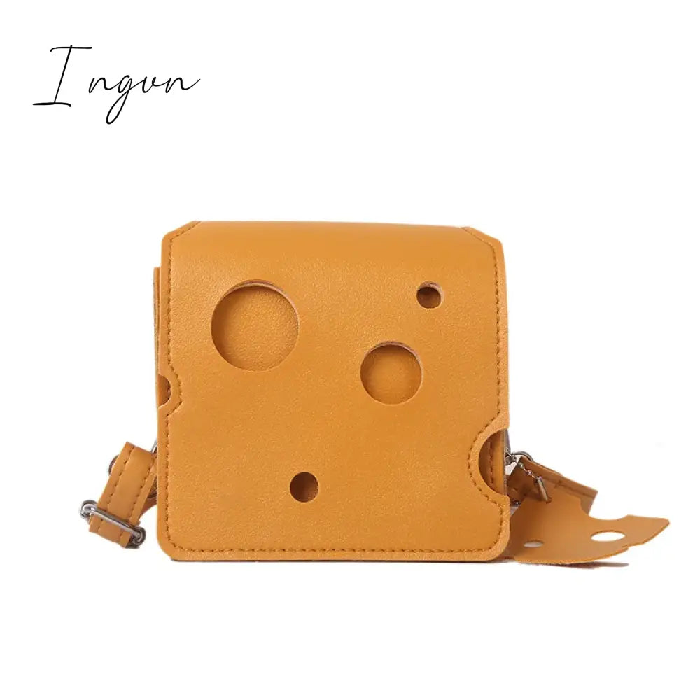 Ingvn - Women's Triangle and Square Cheese Shaped Mini PU Leather Bags Cute Earphone Lipstick Purses Handbags Crossbody Shoulder Bag