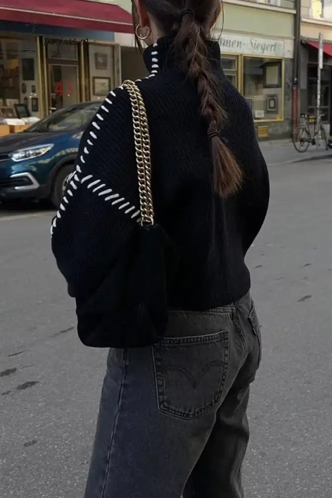 Ingvn - Casual Street Solid Patchwork O Neck Tops